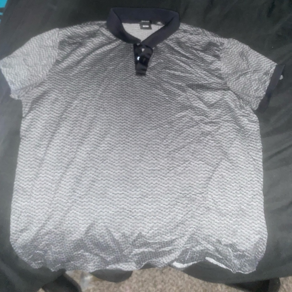 Size L. Hugo Boss Men's Golf Polo Shirt Black White Dotted Short Sleeve